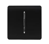 Trendi 1 Gang 3 Way Intermediate 240V Screwless Raised Front Plate Plastic Artistic Modern Glossy 10 Amp Chrome Rocker Single Electrical Wall Light Switch Matt Black - ART-SS9MBK