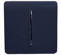 Trendi 1 Gang 3 Way Intermediate 240V Screwless Raised Front Plate Plastic Artistic Modern Glossy 10 Amp Chrome Rocker Single Electrical Wall Light Switch Navy Blue - ART-SS9NV