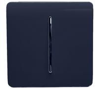 Trendi 1 Gang 3 Way Intermediate 240V Screwless Raised Front Plate Plastic Artistic Modern Glossy 10 Amp Chrome Rocker Single Electrical Wall Light Switch Navy Blue - ART-SS9NV