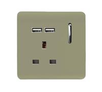 Trendi 1 Gang Artistic Modern Glossy 13 Amp 2 x 2.1mA USB Switched Tactile Plug Socket Gold
