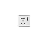 Trendi Switch 1 Gang 13 Amp 2.1 USB Plug Socket in Platinum Silver