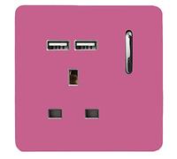 Trendi 1 Gang Artistic Modern Glossy 13 Amp 2x2.1mA USB Switched Tactile Pink