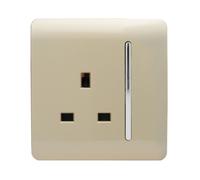 Trendi 1 Gang Artistic Modern Glossy 13 Amp Switched Tactile Plug Socket Champagne Gold ART-SKT13GO