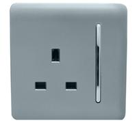 Trendi 1 Gang 13 Amp Switched Socket - Cool Grey, Grey
