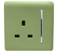 Trendi 1 Gang Artistic Modern Glossy 13 Amp Switched Tactile Plug Socket Moss Green