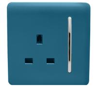 Trendi 1 Gang Artistic Modern Glossy 13 Amp Switched Tactile Plug Socket Ocean Blue