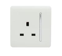 Trendi 1 Gang Artistic Modern Glossy 13 Amp Switched Tactile Plug Socket White ART-SKT13WH