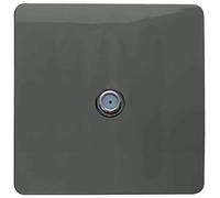 Trendi 1 Gang Artistic Modern Glossy Screwless Television Satellite Socket Charcoal