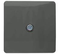 Trendi 1 Gang Artistic Modern Glossy Screwless Television Satellite Socket Charcoal