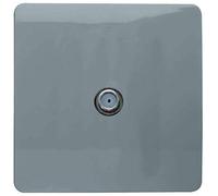 Trendi 1 Gang Artistic Modern Glossy Screwless Television Satellite Socket Cool Grey