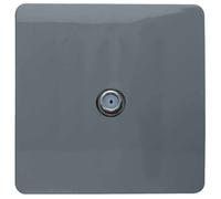 Trendi 1 Gang Artistic Modern Glossy Screwless Television Satellite Socket Warm Grey
