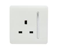 Trendi 1 Gang Artistic Modern Glossy 13 Amp Switched Plug Socket White ART-SKT13WH