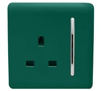 Trendi 1 Gang Artistic Modern Glossy 13 Amp Switched Tactile Plug Socket Dark Green