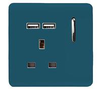 Trendi Switch 1 Gang USB 2100mA Plug Socket in Ocean Blue