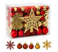 Trendi 106 Pcs Christmas Ball Ornaments Set with Tree Topper - Shatterproof Baubles for Christmas Tree Decorations, Holiday Ornament Set for Home, Party & Festive Décor (Red and Gold)
