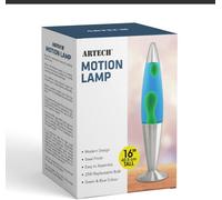 Trendi 16 Inch Motion Lava Lamp Aluminium Base Relaxation Mood Light Green Wax Blue Liquid