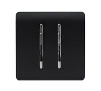Trendi 2 Gang 1 Way 10 Amp Rocker Light Switch Matt Black