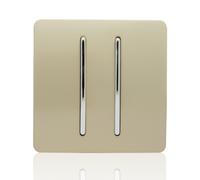 Trendi 2 Gang 1 Way Artistic Modern Glossy 10 Amp Rocker Tactile Light Switch Champagne Gold