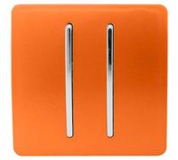 Trendi 2 Gang 1 Way Modern Glossy 10 Amp Rocker Light Switch Orange