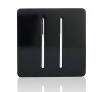 Trendi 2 Gang 1 Way Artistic Modern Glossy 10 Amp Rocker Tactile Light Switch Piano Black ART-SS3BK
