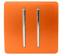 Trendi 2 Gang 1 Way Modern Glossy 10 Amp Rocker Light Switch Orange