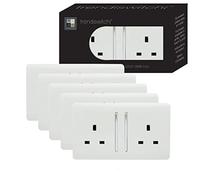 Trendi 2 Gang 13 Amp Switched Plug Socket White Trade Pack (x5) ART-SKT213LWHx5