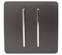 Trendi 2 Gang 2 Way 10 Amp Rocker Chrome Light Switch