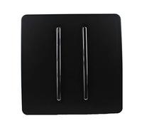 Trendi 2 Gang 2 Way 240V Screwless Raised Front Plate Plastic Artistic Modern Glossy 10 Amp Chrome Rocker Single Electrical Wall Light Switch Matt Black - ART-SS4MBK