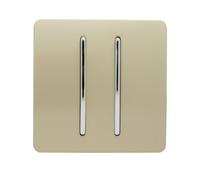 Trendi 2 Gang 2 Way Artistic Modern Glossy 10 Amp Rocker Tactile Light Switch - Gold