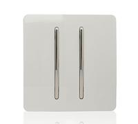 Trendi 2 Gang 1 Way Artistic Modern Glossy 10 Amp Rocker Tactile Light Switch - White