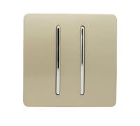 Trendi 2 Gang (2 Way & Intermediate) Glossy 10 Amp Rocker Light Switch Gold
