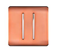 Trendi 2 Gang (2 Way & 3 way Intermediate) 240V Screwless Raised Front Plate Plastic Artistic Modern Glossy 10 Amp Chrome Rocker Double Electrical Wall Light Switch Copper - ART-SS29CPR