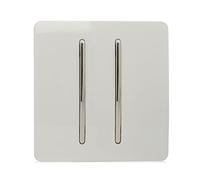 Trendi 2 Gang (2 Way & Intermediate) Glossy 10 Amp Rocker Light Switch Ice White