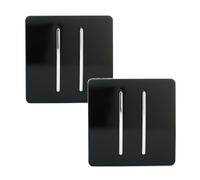 Trendi Switch 2 Gang 1 or 2 Way Piano Black Rocker Light Switch 2 Pack