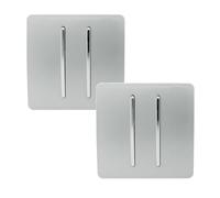 Trendi 2 Gang 2 Way Artistic Modern 10 Amp Rocker Light Switch Silver (Pack of 2)