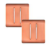 Trendi 2 Gang 2 Way Artistic Modern Glossy 10 Amp Rocker Tactile Light Switch Copper (Pack of 2)