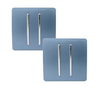 Trendi 2 Gang 2 Way Artistic Modern Glossy 10 Amp Rocker Tactile Light Switch Ocean Blue