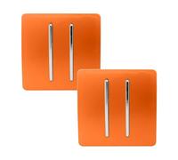 Trendi 2 Gang 2 Way Artistic Modern Glossy 10 Amp Rocker Tactile Light Switch Orange (Pack of 2)