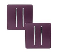 Trendi 2 Gang 2 Way Artistic Modern Glossy 10 Amp Rocker Tactile Light Switch Plum (Pack of 2)