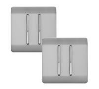Trendi 2 Gang 2 Way Artistic Modern Glossy 10 Amp Rocker Tactile Light Switch Stainless Steel (Pack of 2)