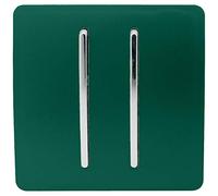 Trendi 2 Gang (2 Way & Intermediate) Glossy 10 Amp Rocker Light Switch Dark Green