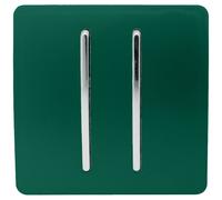 Trendi 2 Gang (2 Way & Intermediate) Glossy 10 Amp Rocker Light Switch Dark Green