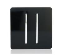 Trendi 2 Gang (2 Way & Intermediate) Glossy 10 Amp Rocker Light Switch Piano Black