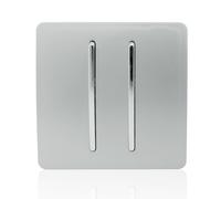 Trendi 2-Gang 2-Way Modern Glossy Silver Rocker Light Switch 10A ART-SS4SI