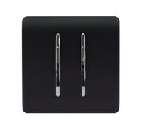 Trendi Switch 2 Gang 10amp Intermediate Matt Black Rocker Light Switch