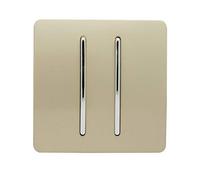 Trendi 2 Gang 3 way (Intermediate) 240V Screwless Raised Front Plate Plastic Artistic Modern Glossy 10 Amp Chrome Rocker Double Electrical Wall Light Switch Champagne Gold - ART-SS99GO