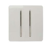 Trendi 2 Gang 3 Way Intermediate Artistic Modern Glossy 10 Amp Rocker Light Switch Ice White