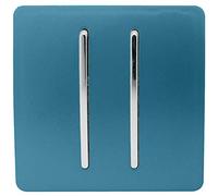 Trendi 2 Gang 3 Way Intermediate Artistic Modern Glossy 10 Amp Rocker Light Switch Ocean Blue