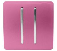 Trendi 2 Gang 3 Way Intermediate Artistic Modern Glossy 10 Amp Rocker Light Switch Pink