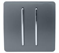 Trendi Switch 2 Gang Intermediate Rocker Light Switch in Warm Grey